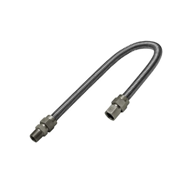 Flextron Gas Line Hose 1/2'' O.D. x 24'' Length 1/2" FIP x MIP Fittings, Stainless Steel Flexible Connector FTGC-SS38-24C - main